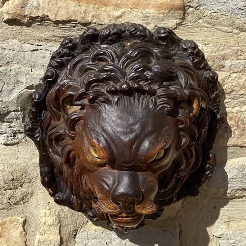 C19TH PAINTED TERRACOTTA LIONS MASK - ADDITIONAL PHOTO 3