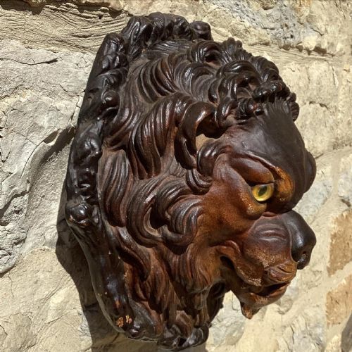 C19TH PAINTED TERRACOTTA LIONS MASK - ADDITIONAL PHOTO 6