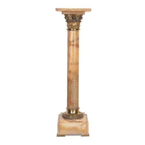 19TH CENTURY ALABASTER AND ORMOLU PEDESTAL - ADDITIONAL PHOTO 1