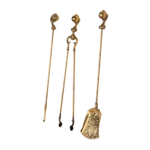 C19TH SET OF BRASS FIRE TOOLSIRONS - ADDITIONAL PHOTO 1