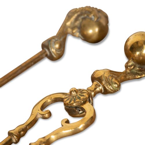 C19TH SET OF BRASS FIRE TOOLSIRONS - ADDITIONAL PHOTO 2