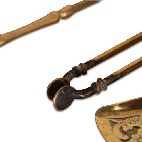 C19TH SET OF BRASS FIRE TOOLSIRONS - ADDITIONAL PHOTO 6