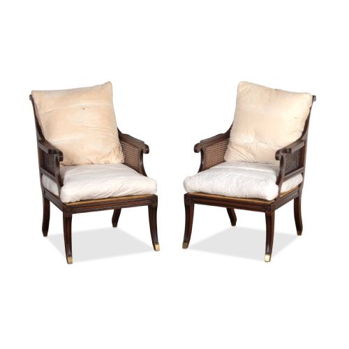 PAIR OF MAHOGANY CANED BERGERE CHAIRS - ADDITIONAL PHOTO 1
