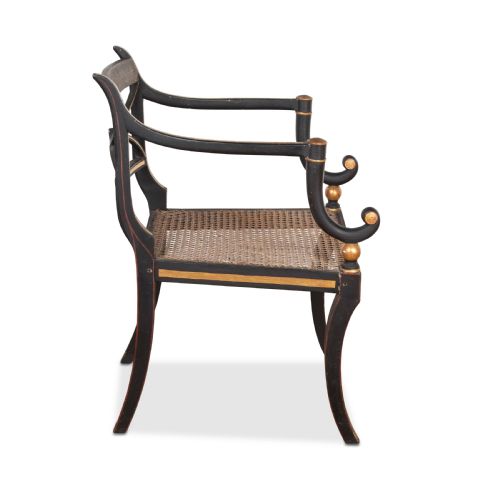 REGENCY DECORATED OPEN ARMCHAIR - ADDITIONAL PHOTO 1