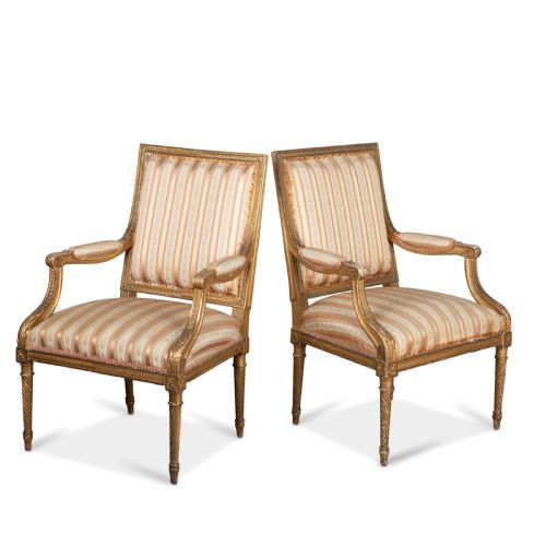 PAIR OF 19TH CENTURY OPEN ARMCHAIRS - ADDITIONAL PHOTO 1
