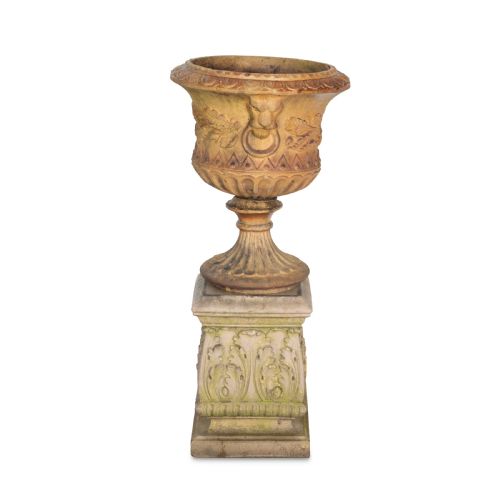 19TH CENTURY TERRACOTTA URN ON PEDESTAL - ADDITIONAL PHOTO 3