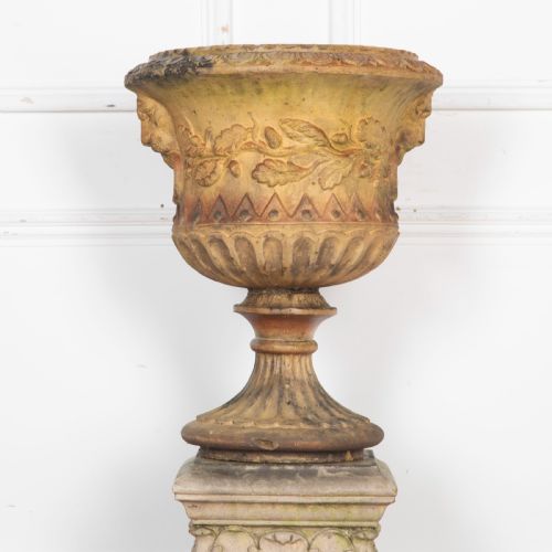 19TH CENTURY TERRACOTTA URN ON PEDESTAL - ADDITIONAL PHOTO 7