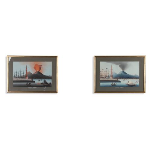 pair of large vesuvius gouache paintings - CATEGORY: ANTIQUE ART - DATED 1860