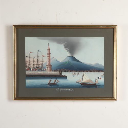 PAIR OF LARGE VESUVIUS GOUACHE PAINTINGS - ADDITIONAL PHOTO 5