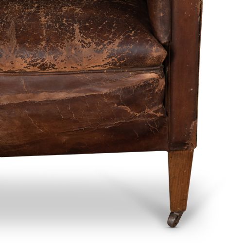 LATE 19TH CENTURY LEATHER LIBRARY CHAIR - ADDITIONAL PHOTO 7