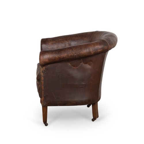 LATE 19TH CENTURY LEATHER LIBRARY CHAIR - ADDITIONAL PHOTO 9