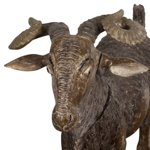 19TH CENTURY LIFESIZE CARVED INDIAN GOAT - ADDITIONAL PHOTO 5