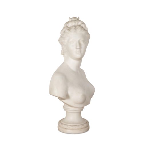 18TH CENTURY MARBLE BUST OF DIANA BY HOUDON - ADDITIONAL PHOTO 1