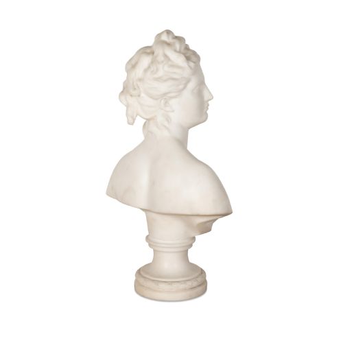18TH CENTURY MARBLE BUST OF DIANA BY HOUDON - ADDITIONAL PHOTO 2