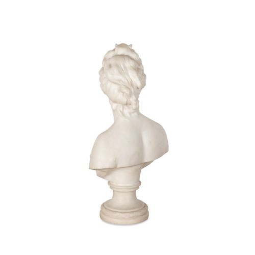 18TH CENTURY MARBLE BUST OF DIANA BY HOUDON - ADDITIONAL PHOTO 3