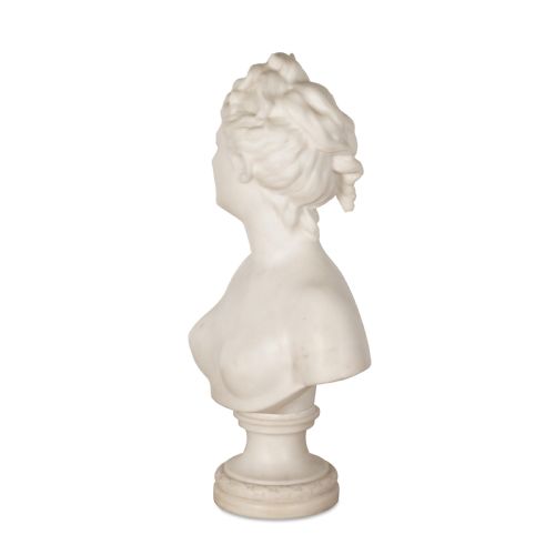 18TH CENTURY MARBLE BUST OF DIANA BY HOUDON - ADDITIONAL PHOTO 4