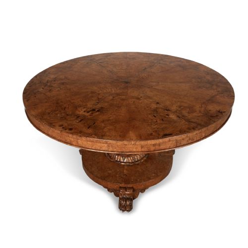 19th century burr oak centre table - CATEGORY: ANTIQUE TABLES - DATED 19TH CENTURY