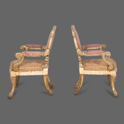 EXCEPTIONAL PAIR OF 19TH CENTURY GILTWOOD CHAIRS - ADDITIONAL PHOTO 4