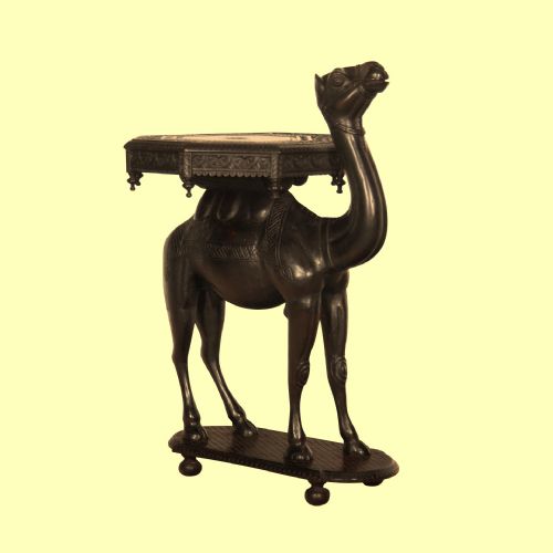 19TH CENTURY RARE INDIAN CARVED CAMEL OCCASIONAL TABLE - ADDITIONAL PHOTO 3