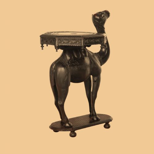 19TH CENTURY RARE INDIAN CARVED CAMEL OCCASIONAL TABLE - ADDITIONAL PHOTO 5