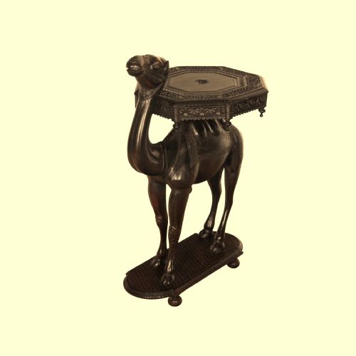 19TH CENTURY RARE INDIAN CARVED CAMEL OCCASIONAL TABLE - ADDITIONAL PHOTO 15
