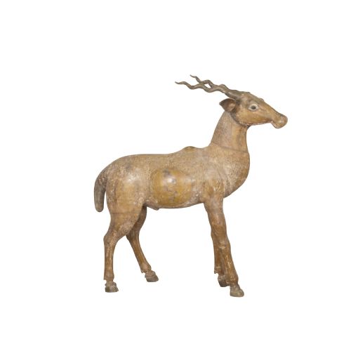 LIFESIZE 19TH CENTURY QUIRKY CARVED WOOD ANTELOPE - ADDITIONAL PHOTO 1