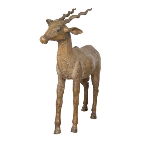 LIFESIZE 19TH CENTURY QUIRKY CARVED WOOD ANTELOPE - ADDITIONAL PHOTO 2