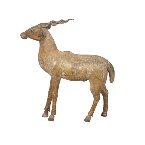 LIFESIZE 19TH CENTURY QUIRKY CARVED WOOD ANTELOPE - ADDITIONAL PHOTO 3