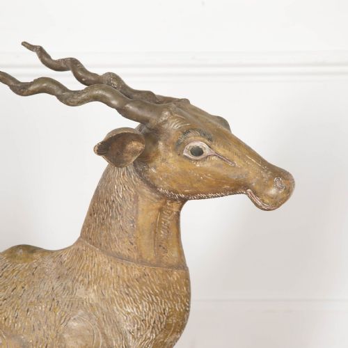 LIFESIZE 19TH CENTURY QUIRKY CARVED WOOD ANTELOPE - ADDITIONAL PHOTO 5