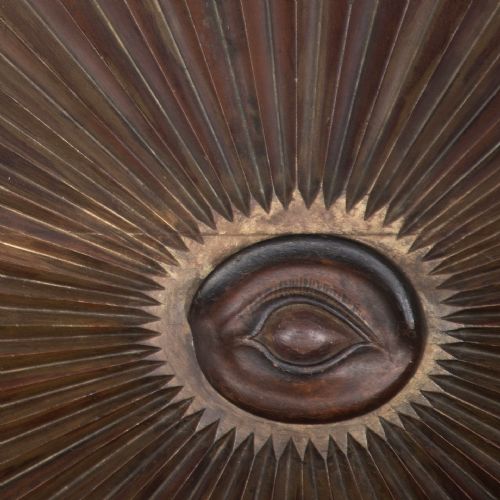 19TH CARVED WOOD PANEL EYE OF HORUS - ADDITIONAL PHOTO 1
