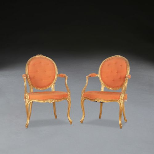 PAIR OF GEO III GILTWOOD OPEN ARMCHAIRS - ADDITIONAL PHOTO 2