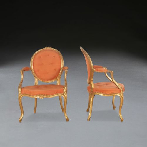 PAIR OF GEO III GILTWOOD OPEN ARMCHAIRS - ADDITIONAL PHOTO 3