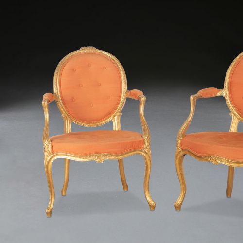 PAIR OF GEO III GILTWOOD OPEN ARMCHAIRS - ADDITIONAL PHOTO 4
