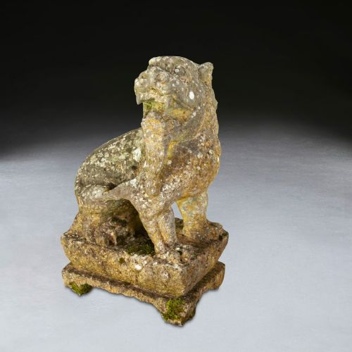 PAIR OF 19TH CENTURY CHINESE CARVED STONE LIONS - ADDITIONAL PHOTO 1