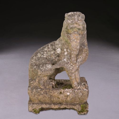 PAIR OF 19TH CENTURY CHINESE CARVED STONE LIONS - ADDITIONAL PHOTO 2