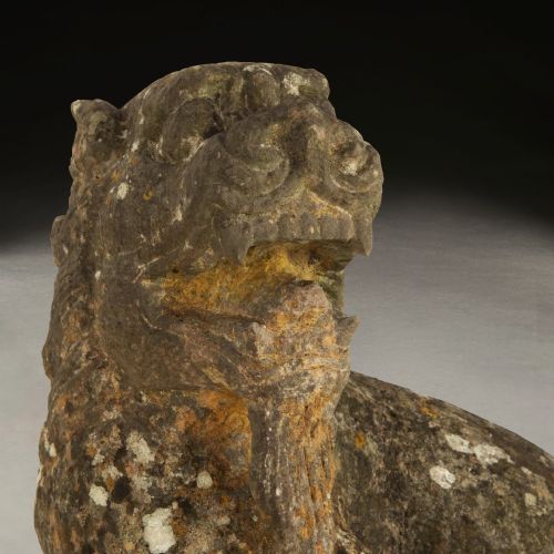 PAIR OF 19TH CENTURY CHINESE CARVED STONE LIONS - ADDITIONAL PHOTO 4