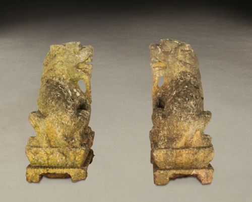PAIR OF 19TH CENTURY CHINESE CARVED STONE LIONS - ADDITIONAL PHOTO 8