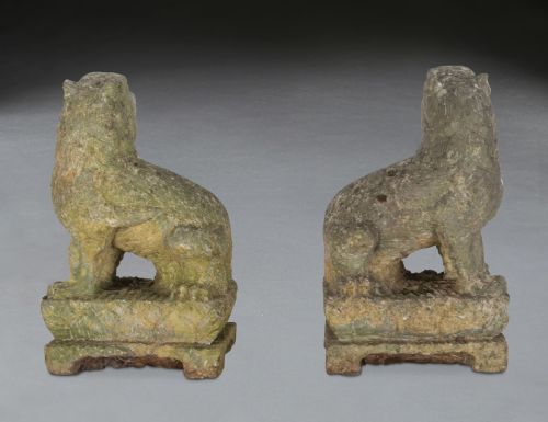 PAIR OF 19TH CENTURY CHINESE CARVED STONE LIONS - ADDITIONAL PHOTO 9