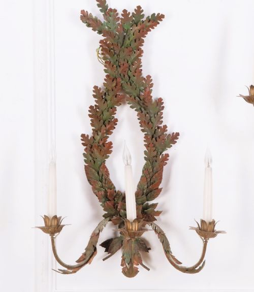 PAIR OF PAINTED TOLE WALL LIGHTS - ADDITIONAL PHOTO 1