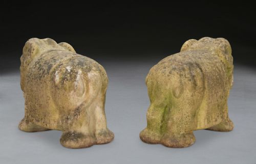 PAIR OF WEATHERED TERRACOTTA ELEPHANTS - ADDITIONAL PHOTO 3