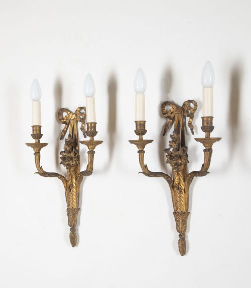 SET OF FOUR 19TH CENTURY ORMOLU WALL LIGHTS - ADDITIONAL PHOTO 2