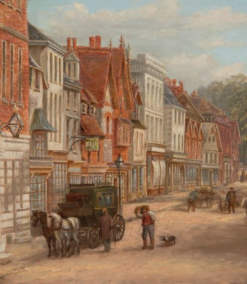 19TH CENTURY OIL ON CANVAS OF REIGATE SURREY - ADDITIONAL PHOTO 2