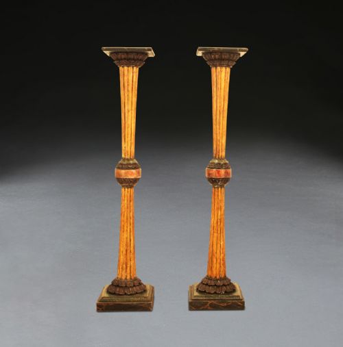 REGENCY PAIR OF SIMULATED MARBLE TORCHERES - ADDITIONAL PHOTO 1