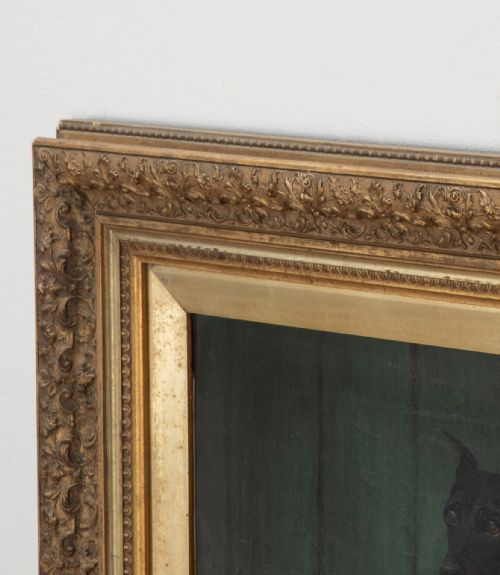 19TH CENTURY ENGLISH OIL ON CANVAS PAINTING OF A DOG - ADDITIONAL PHOTO 4