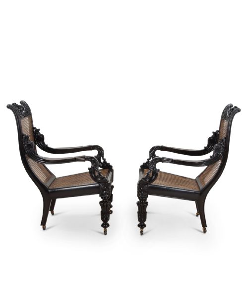 PAIR OF 19TH CENTURY ANGLOINDIAN EBONY ARMCHAIRS - ADDITIONAL PHOTO 1