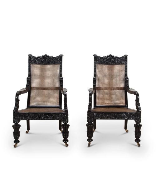 PAIR OF 19TH CENTURY ANGLOINDIAN EBONY ARMCHAIRS - ADDITIONAL PHOTO 9