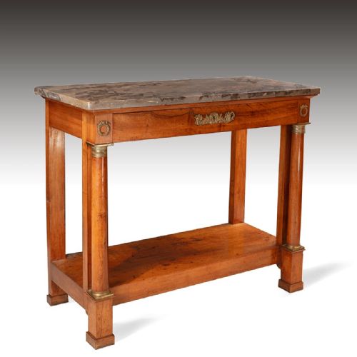 A 19TH CENTURY WALNUT MARBLE FRENCH CONSOLE TABLE - ADDITIONAL PHOTO 1