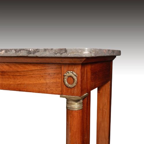 A 19TH CENTURY WALNUT MARBLE FRENCH CONSOLE TABLE - ADDITIONAL PHOTO 4