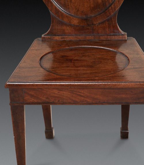 SET OF FOUR GEORGE III MAHOGANY HALL CHAIRS - ADDITIONAL PHOTO 4