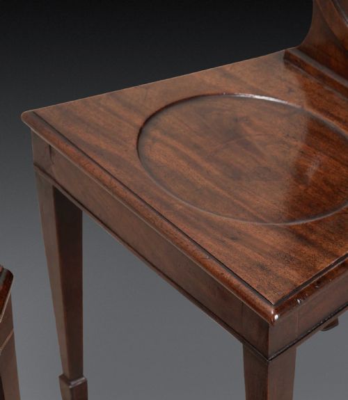 SET OF FOUR GEORGE III MAHOGANY HALL CHAIRS - ADDITIONAL PHOTO 6